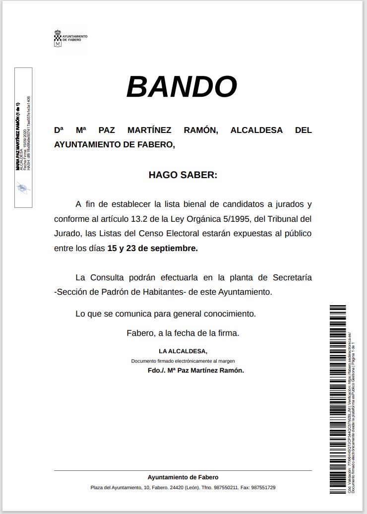 Bando Ayuntamiento de Fabero